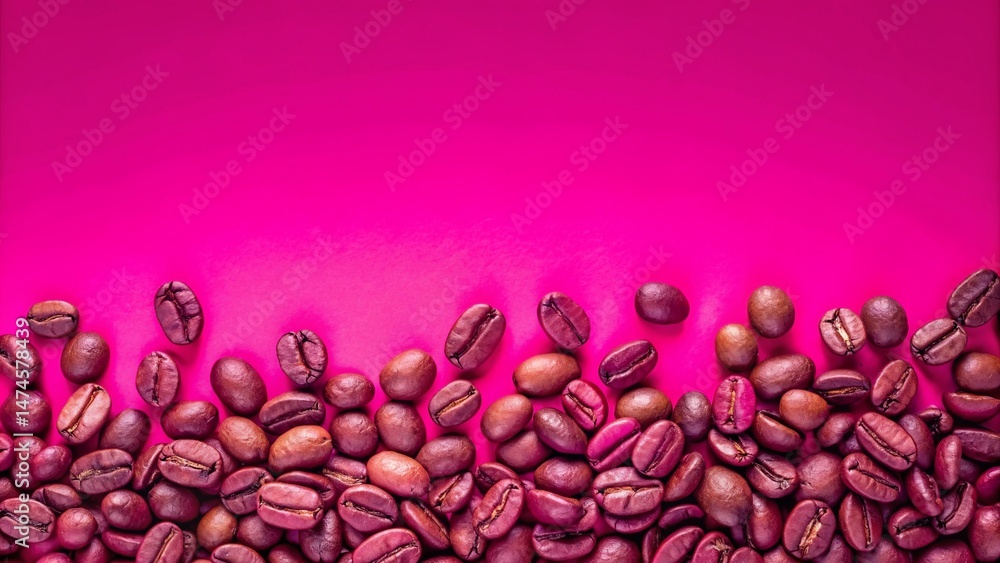 Fototapeta premium Panoramic Coffee Bean Textural Background - Rich Brown Roasted Coffee Beans