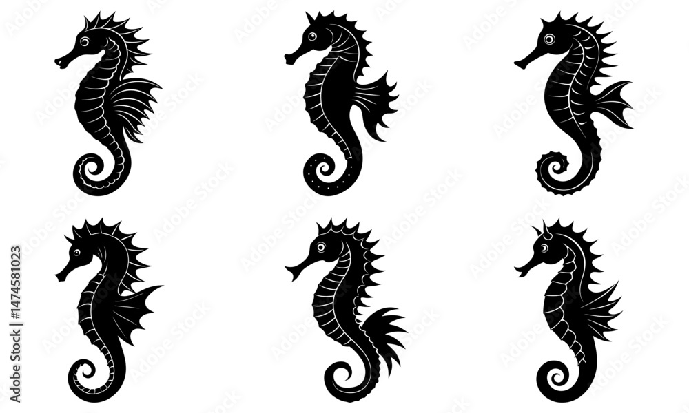 Obraz premium Creative black silhouette designs collection including various vector shape elements bundle