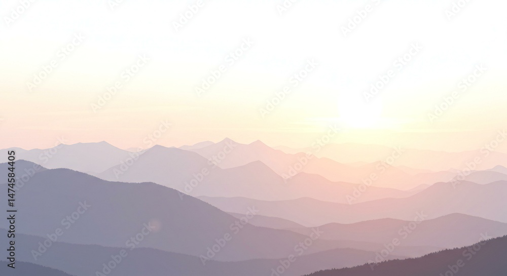 Obraz premium Softly lit mountain ranges at dawn.