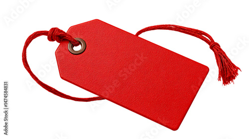 Red price tag with string for retail display use in stores