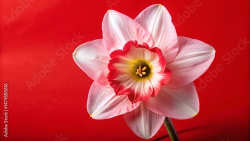 Poet's Narcissus Blooming Close-Up: Delicate Pinkster Lily Petals & Pheasant's Eye Detail