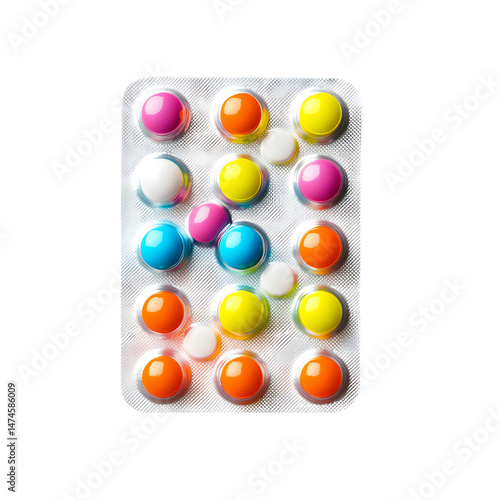 Assorted colorful pills in blister pack