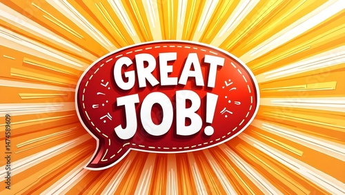 3d, cartoon, comic book style, pop art, speech bubble, blue and orange, sun rays, text 