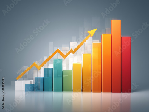 Seta subindo em um gráfico colorido, representando crescimento financeiro, progresso, sucesso e resultados positivos Free Download Seta subindo em um gráfico colorido, representando crescimento financeiro, progresso, sucesso e resultados positivos - GFXLoad