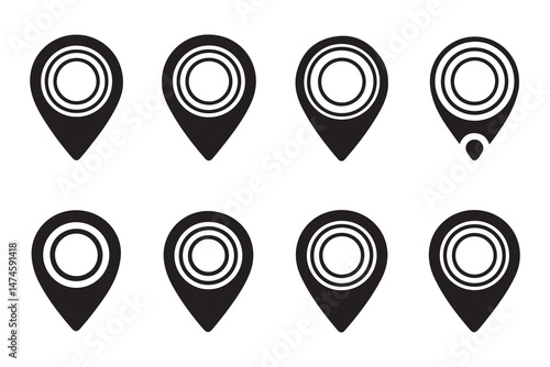 A vector set features a collection of 3D map pointers and icons for web navigation and location marking