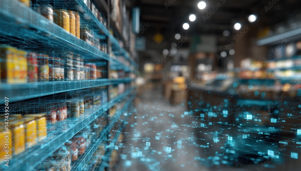 Fototapeta premium Grocery store digital technology concept