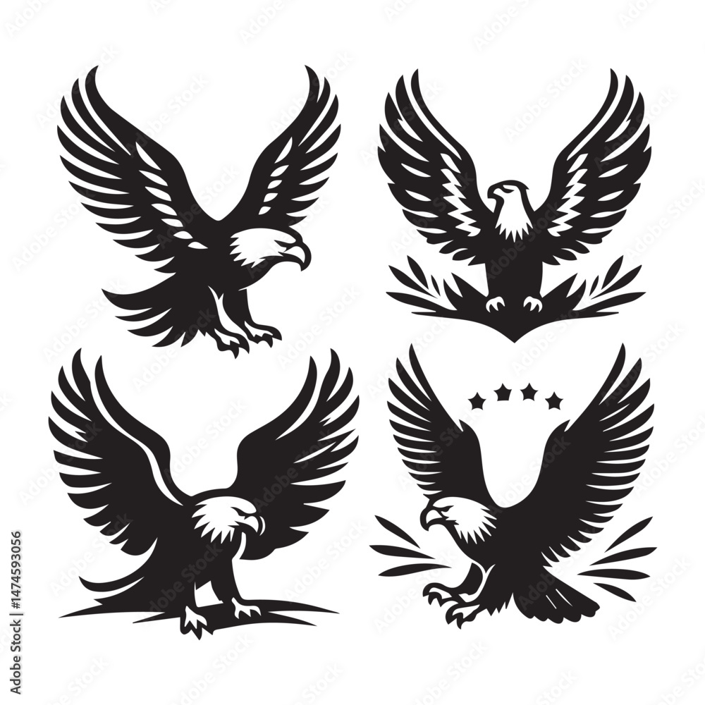 Fototapeta premium Eagle Silhouettes Vector Collection