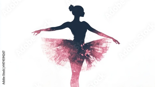 Ballerina Silhouette Watercolor Painting  Ballet Dancer Art