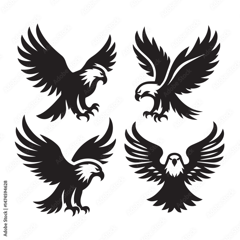 Fototapeta premium Eagle Silhouettes Vector Collection