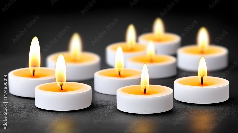 Soft Glow of Burning Candles on Dark Surface Creating Serene Atmosphere for Relaxation and Meditation Soft Glow of Burning Candles on Dark Surface Creating Serene Atmosphere for Relaxation and Meditation