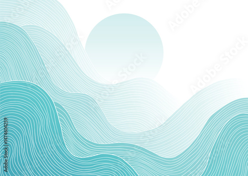 abstract japanese landscape on light background with gradient	