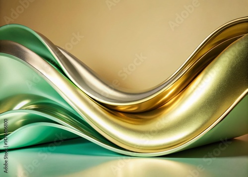 Sleek Gold Silver Gray Abstract Wave Silhouette - Futuristic Modern Design Stock Photo