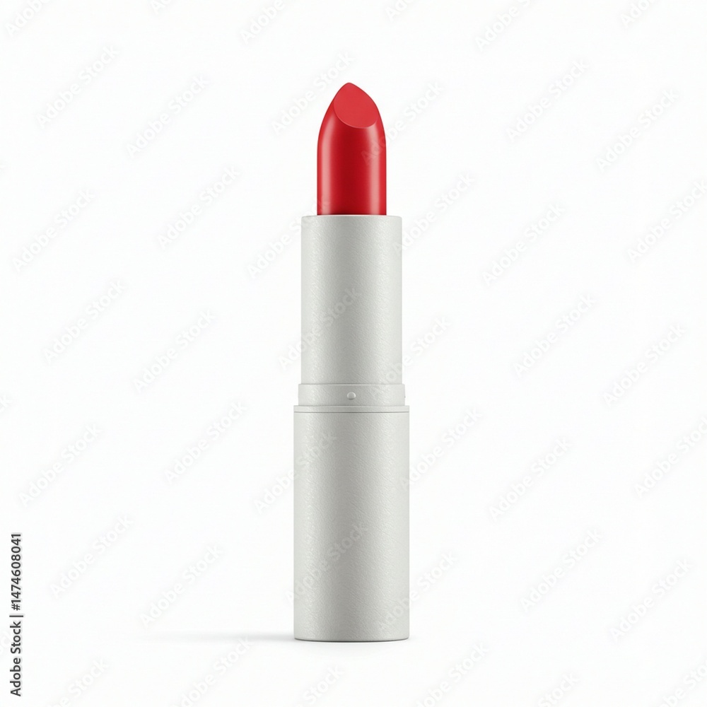 Stylish Red Lipstick in a Modern White Tube Stylish Red Lipstick in a Modern White Tube