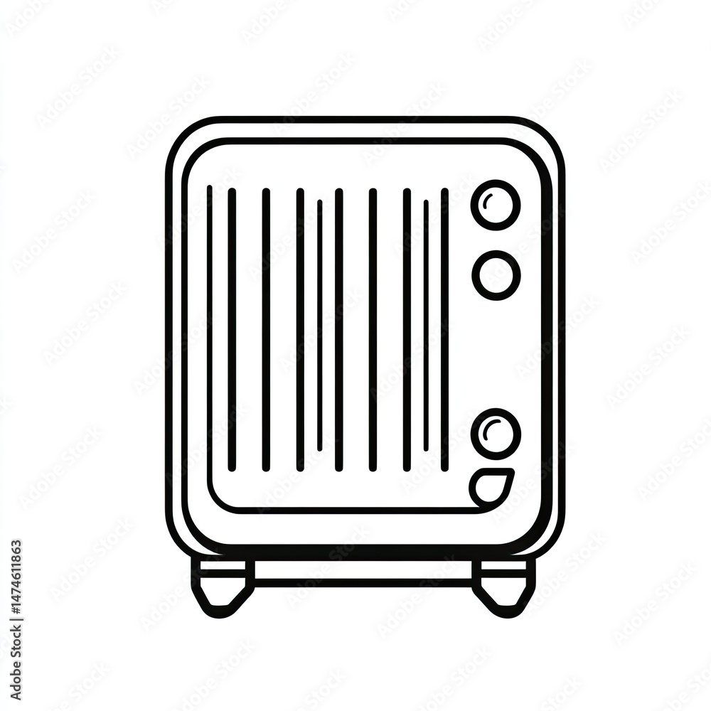 Retro radio, outlined in black Retro radio, outlined in black