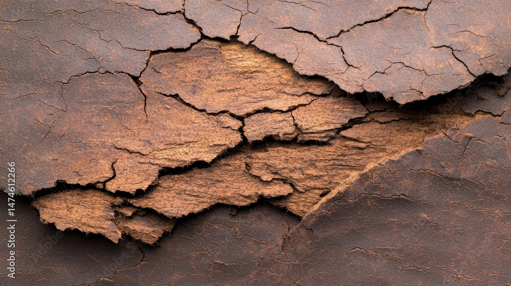 Close-up of cracked, dry earth with layered, textured surfaces showing signs of drought and soil erosion. Close-up of cracked, dry earth with layered, textured surfaces showing signs of drought and soil erosion.