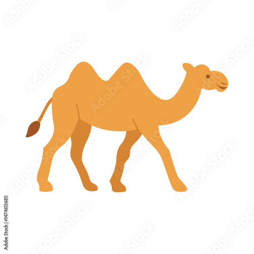 Flat Cartoon Camel Illustration – Cute Desert Animal Vector for Eid al-Adha and Safari Theme