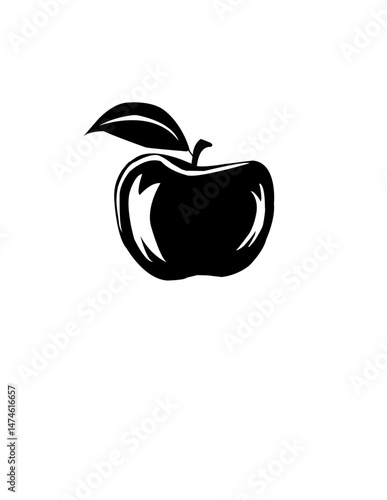  Black and White Apple Silhouette Icon – Minimal Fruit Design