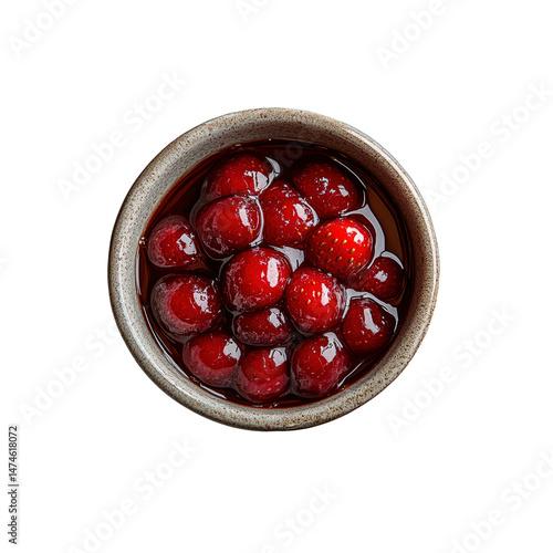 Overhead Shot of Sweet Strawberry Preserves in a Bowl