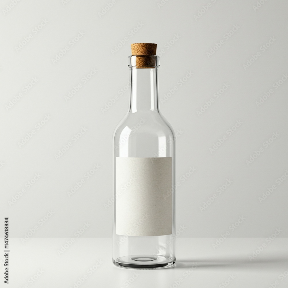 Blank Glass Bottle with Cork and Label Mockup Blank Glass Bottle with Cork and Label Mockup