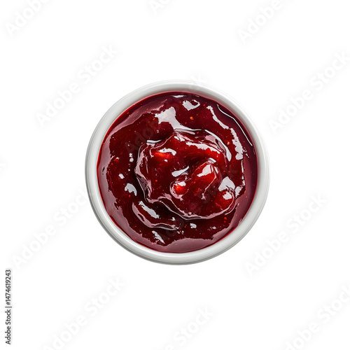 Delicious Red Berry Sauce in a White Bowl, Top View