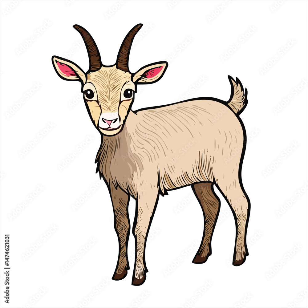 Obraz premium Cute Vector Goat Illustration