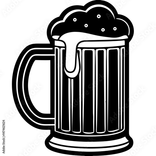 Beer Mug Silhouette Icon . Simple Beverage Glass Vector Art
