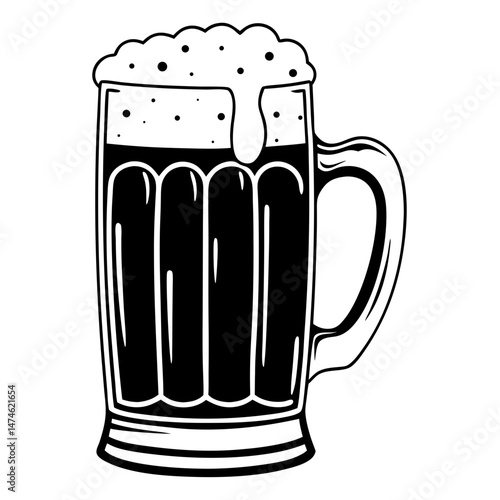 Beer Mug Silhouette Icon . Simple Beverage Glass Vector Art
