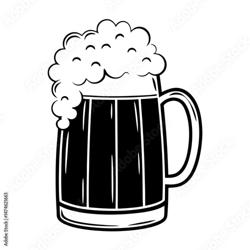 Beer Mug Silhouette Icon . Simple Beverage Glass Vector Art
