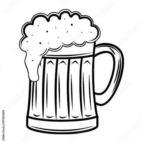  Black Beer Mug Outline vector illustration