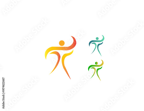  Dynamic Human Abstract Logo in Gradient Colors