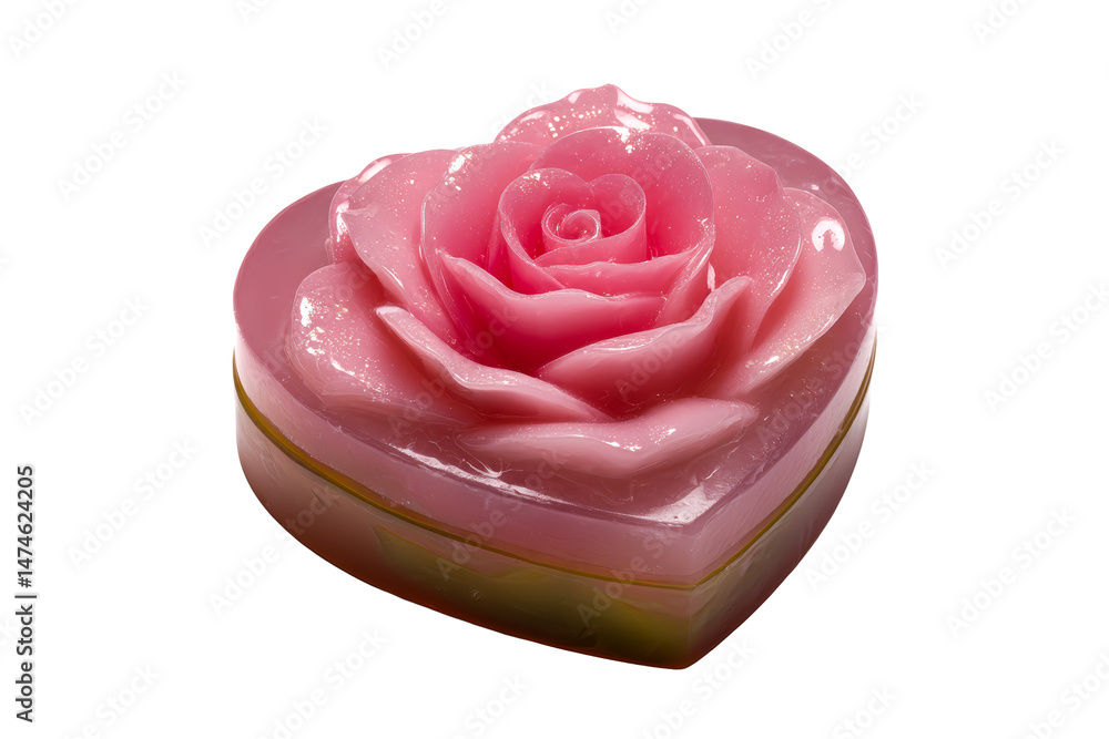 Beautiful pink rose shaped soap on a transparent background Beautiful pink rose shaped soap on a transparent background