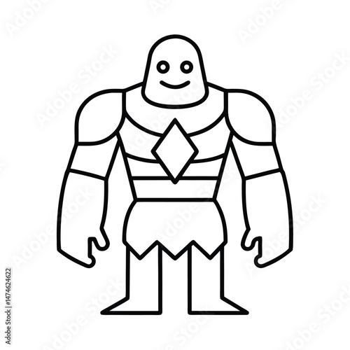 Vector illustration of a friendly cartoon character featuring a smiling figure with a charming design in black and white