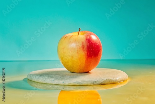 Surreal Red Apple on Stone: Dreamlike Still Life Photography