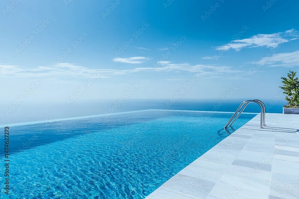 Fototapeta premium Infinity pool on the bright summer day