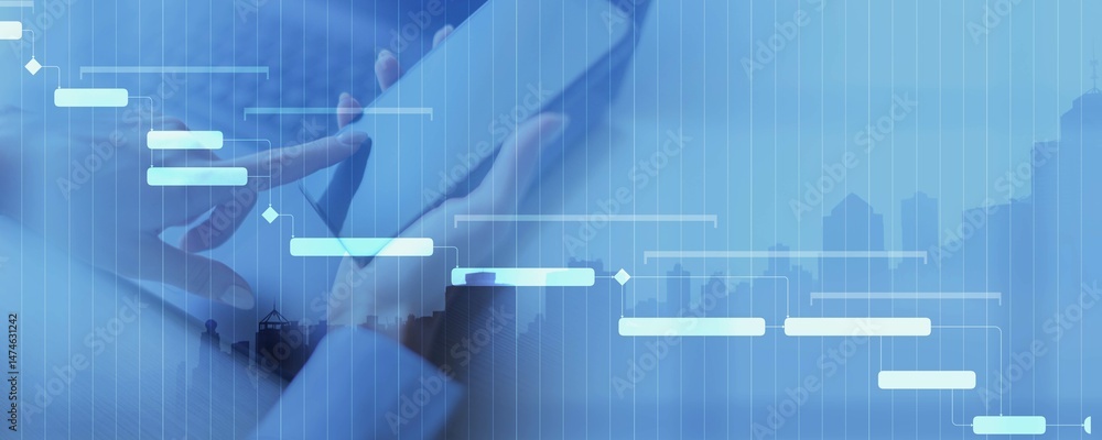 Fototapeta premium Gantt Chart and Workflow Management in Digital Planning.