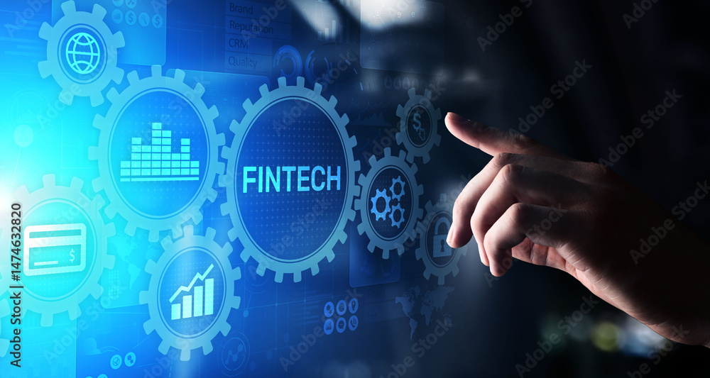 Fototapeta premium Fintech Financial technology Cryptocurrency investment and digital money. Business concept on virtual screen.