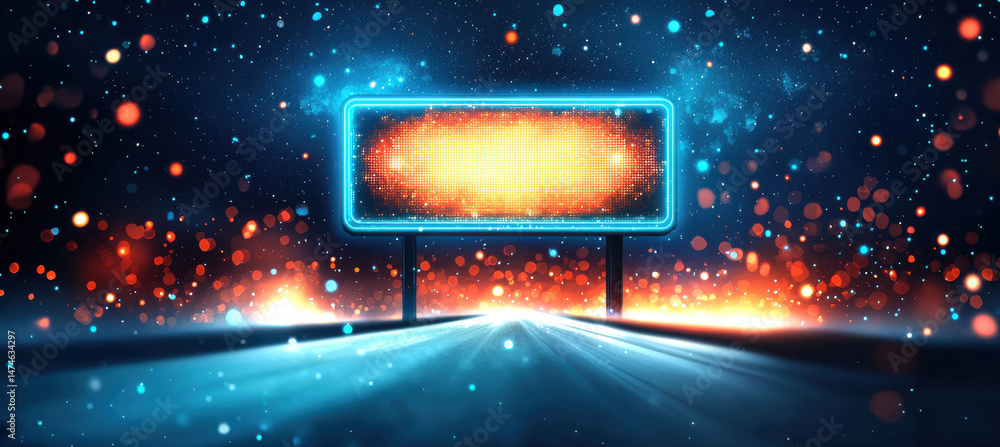 Obraz premium Bright neon signboard glowing in vibrant night scene