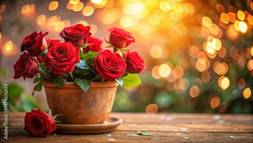 Valentine's Day Red Roses in Terracotta Pot - Romantic Floral Arrangement
