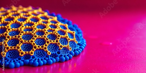 Vibrant Blue and Yellow Abstract Macro Photography: Symbolic Shapes and Patterns