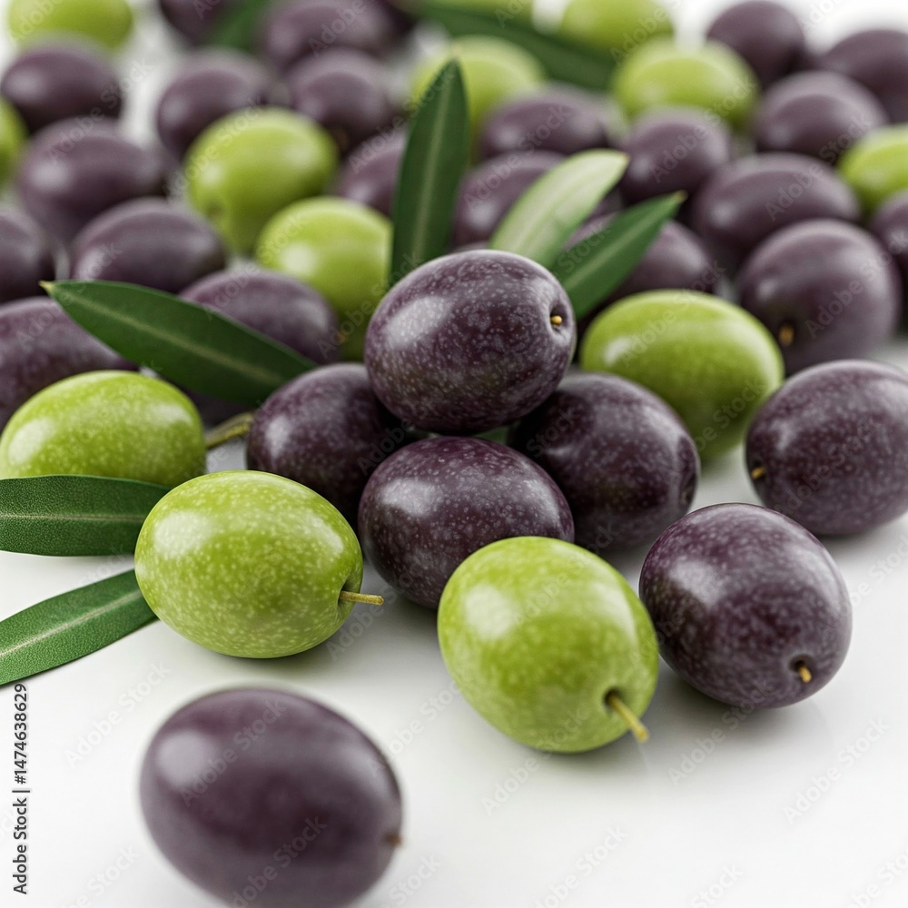 Obraz premium Fresh Green and Black Olives
