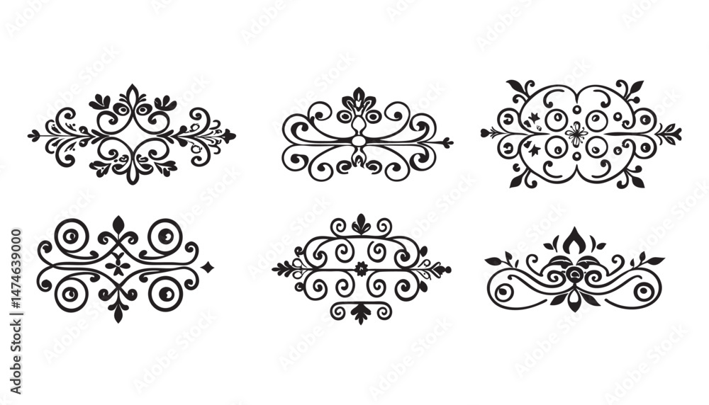 Complex Flowery Ornaments in Black on White Canvas Complex Flowery Ornaments in Black on White Canvas