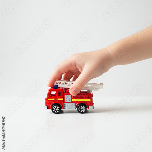 child's hand with a toy car
