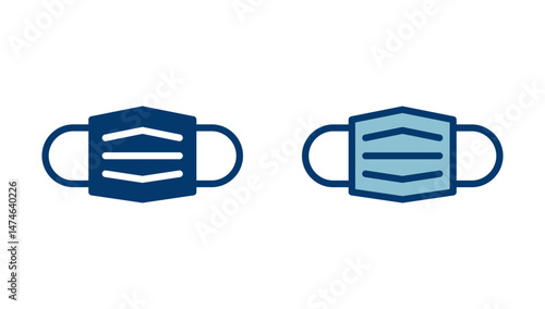 Mask icon vector isolated on white background. Man face with mask icon. Safety breathing masks. Industrial safety N95 mask. Medical mask vector icon.