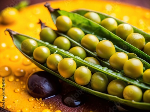 Vibrant Green Pea Pod Macro: Fresh Harvest, Nature's Bounty, Close-Up
