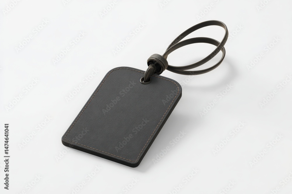 Fototapeta premium Dark gray luggage tag with a blank label, ready for personalization.