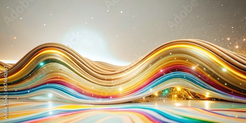 Vibrant Rainbow Wave Background: Abstract Night Photography Stock Photo