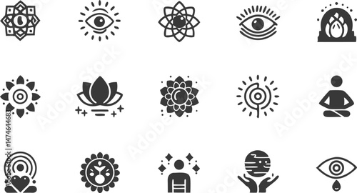 spiritual  inner growth line icon set  vector pict (1).eps