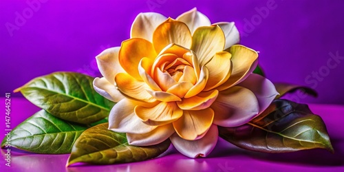 Vintage Augusta Gardenia Flower Bloom, Retro Botanical Photography