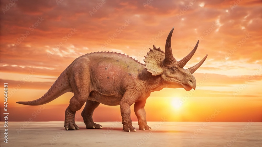 Fototapeta premium Vintage Chasmosaurus Silhouette: Retro Dinosaur Stock Photo