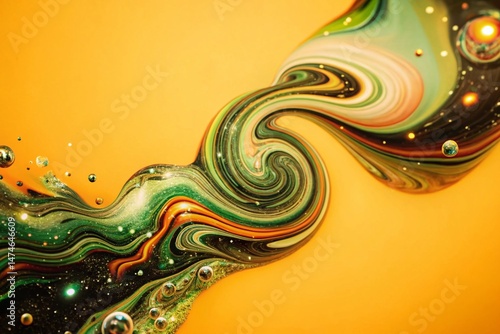 Vintage Cosmic Swirls: Abstract Digital Art, Vibrant Color, Energy Motion